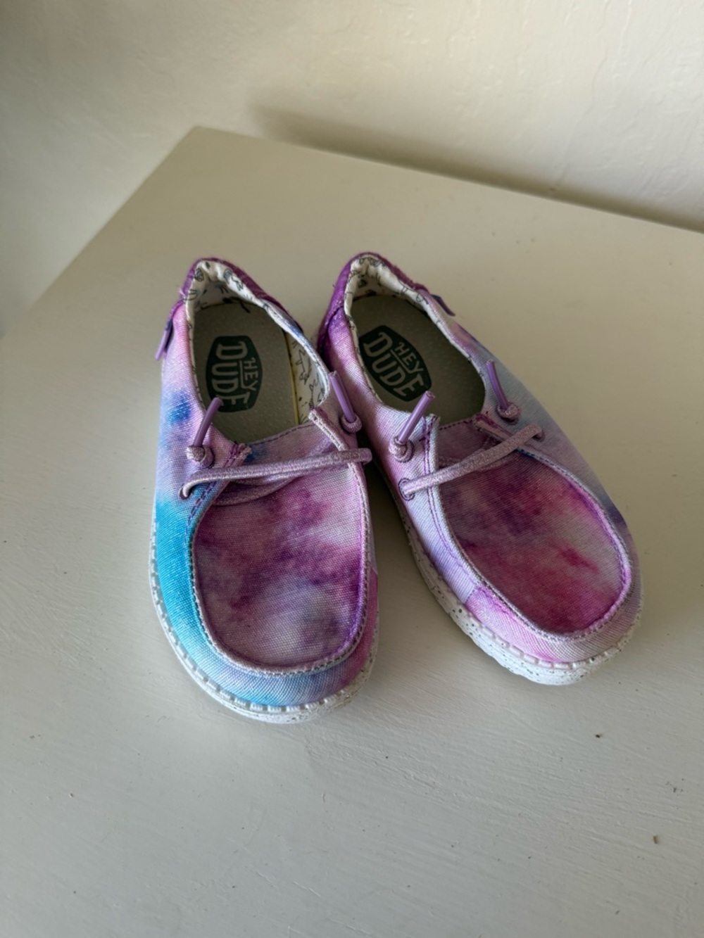 Hey Dude Kids Tie-Dye Canvas Sneakers in Pink, Purple & Blue